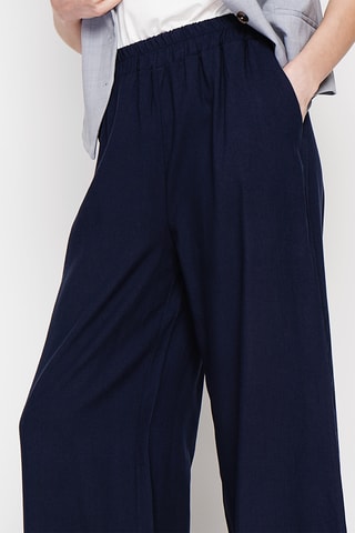Pantalón de lino de tiro alto - Azul marino