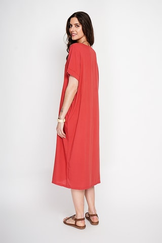 Vestido recto de lino - Rojo