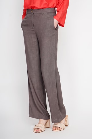 Pantalón ancho de lino - Marrón