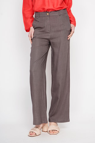 Pantalón ancho de lino - Marrón