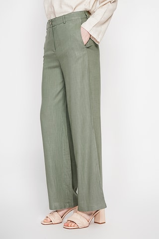 Pantalón ancho de lino - Caqui