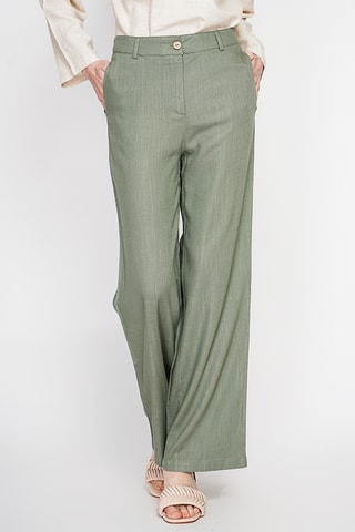 Pantalón ancho de lino - Caqui