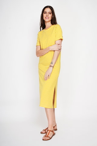 Vestido midi de lino - Amarillo