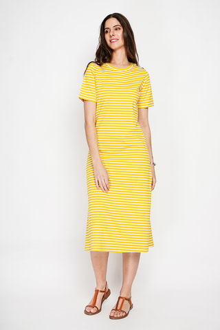 Vestido midi de lino - Amarillo