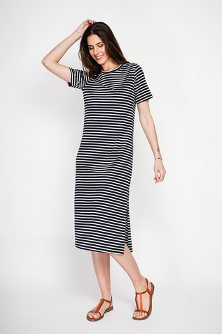 Vestido midi de lino - Azul marino