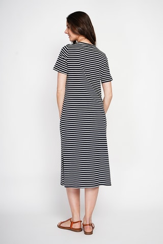 Vestido midi de lino - Azul marino