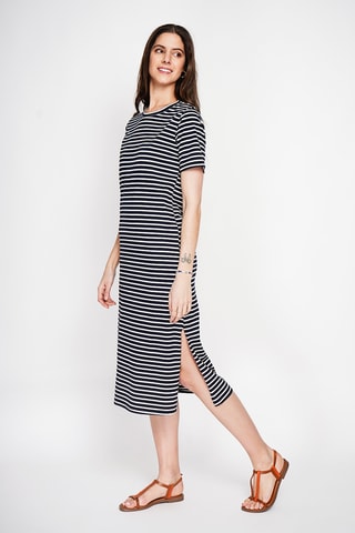 Vestido midi de lino - Azul marino