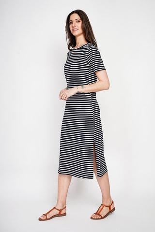 Vestido midi de lino - Azul marino