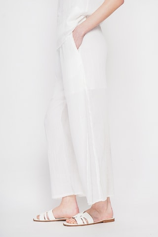 Pantalón de lino de tiro alto - Blanco