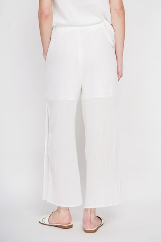 Pantalón de lino de tiro alto - Blanco