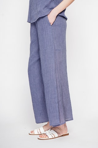 Pantalón de lino de tiro alto - Azul