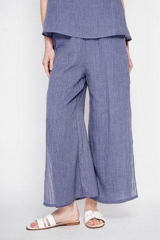 Pantalón de lino de tiro alto - Azul