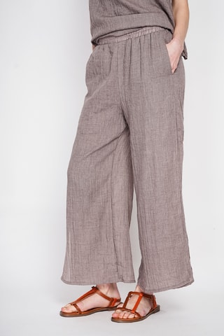 Pantalón de lino de tiro alto - Marrón