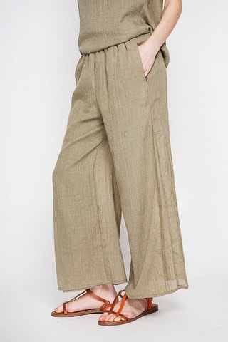 Pantalón de lino de tiro alto - Caqui