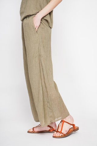 Pantalón de lino de tiro alto - Caqui