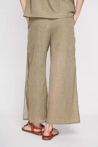 Pantalón de lino de tiro alto - Caqui