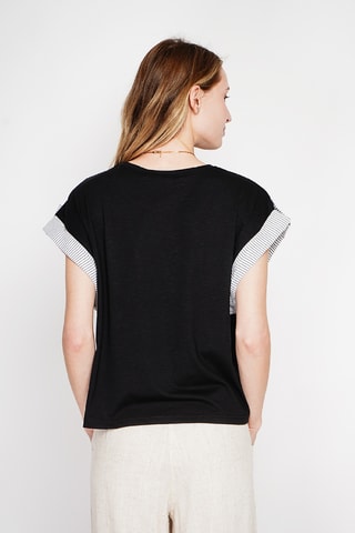 Camiseta oversize de lino - Negro