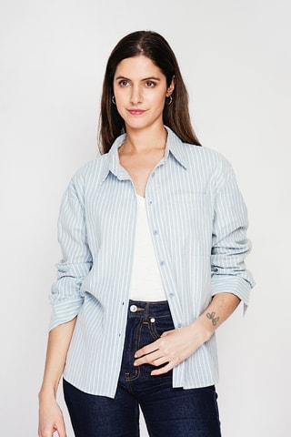 Camisa oversize de lino - Celeste