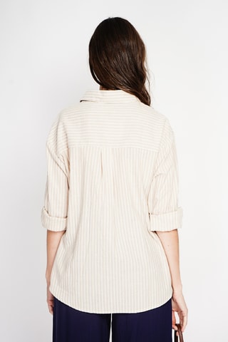 Camisa oversize de lino - Beige