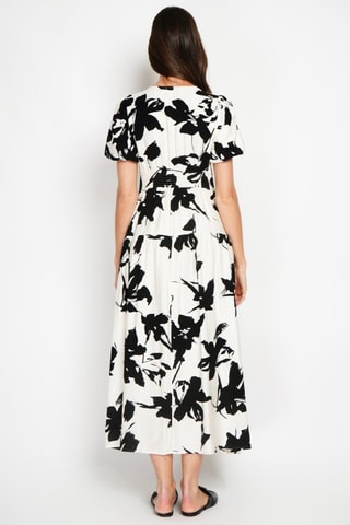 Vestido largo de lino - Negro y blanco