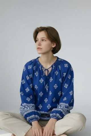 Blusa de lino - Azul