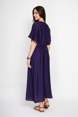 Vestido largo de lino - Azul marino