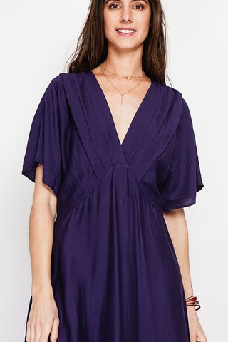 Vestido largo de lino - Azul marino