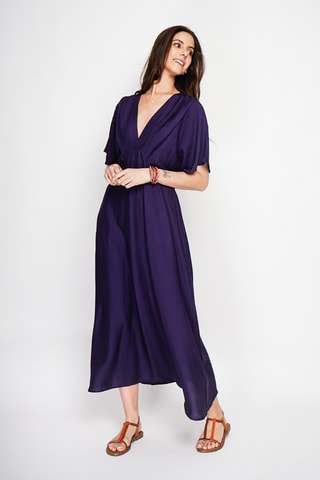 Vestido largo de lino - Azul marino