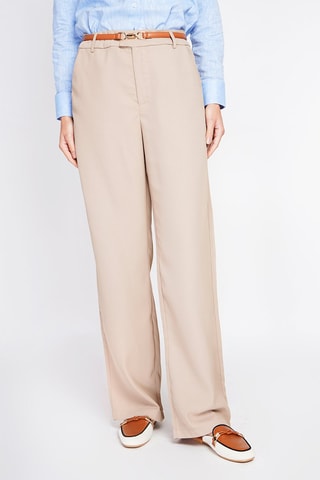 Pantalón recto de tiro alto - Camel