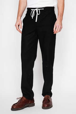 Pantalón recto de lino - Negro