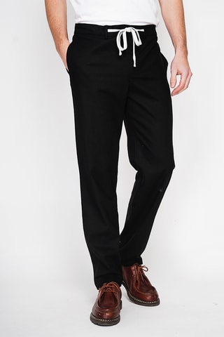 Pantalón recto de lino - Negro