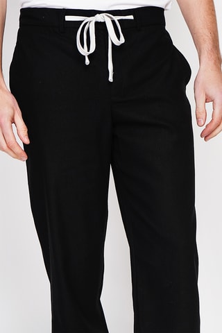 Pantalón recto de lino - Negro