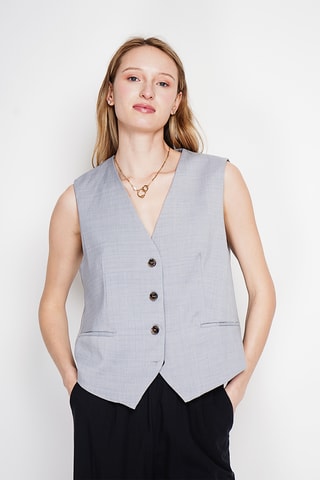 Chaleco de traje de lino - Gris