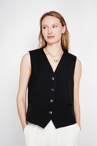 Chaleco de traje de lino - Negro