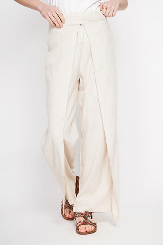 Pantalón cruzado de lino - Beige