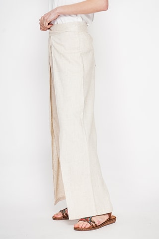 Pantalón cruzado de lino - Beige