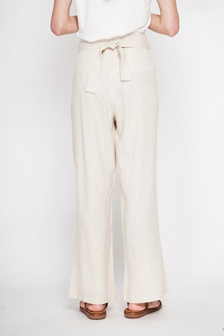 Pantalón cruzado de lino - Beige