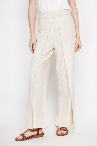 Pantalón cruzado de lino - Beige