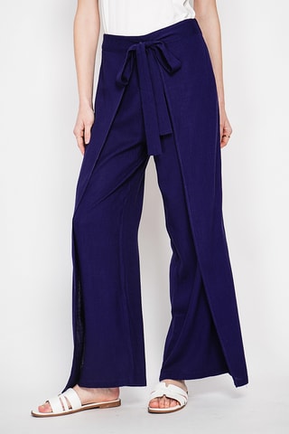 Pantalón cruzado de lino - Azul marino