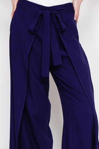 Pantalón cruzado de lino - Azul marino