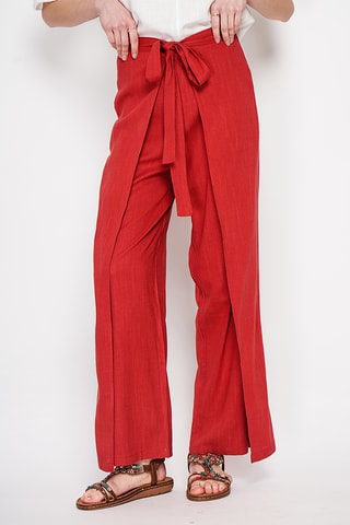 Pantalón cruzado de lino - Rojo