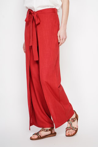 Pantalón cruzado de lino - Rojo