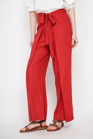 Pantalón cruzado de lino - Rojo