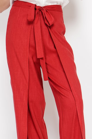 Pantalón cruzado de lino - Rojo