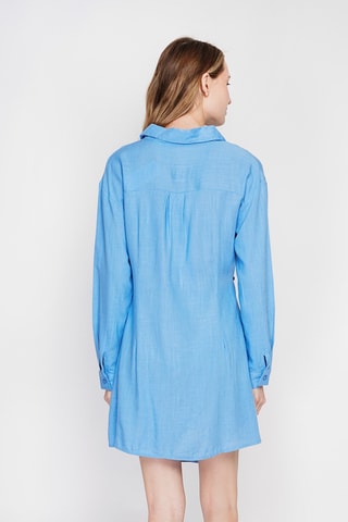 Vestido camisero de lino - Azul