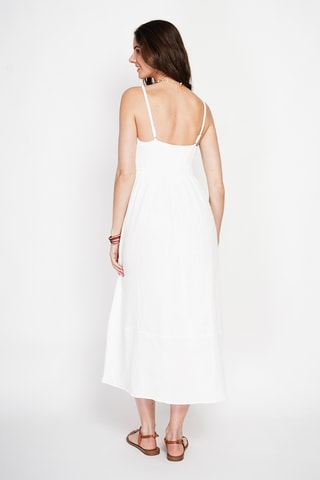 Vestido midi en lino - Blanco