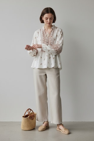 Blusa de lino - Beige