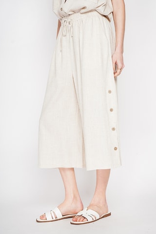 Pantalón pirata de lino - Beige