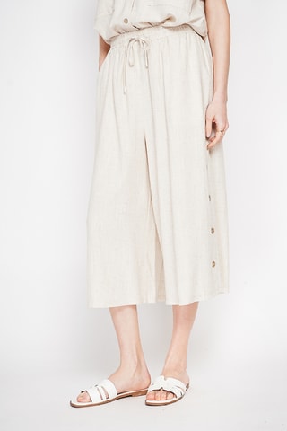 Pantalón pirata de lino - Beige