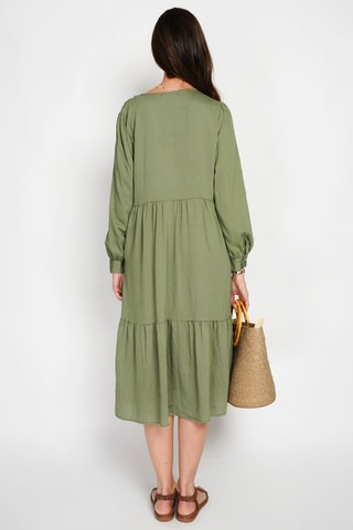 Vestido largo de lino - Caqui